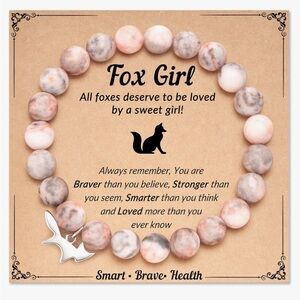 📦 FYUKISS Natural Stone Fox Charm Bracelet